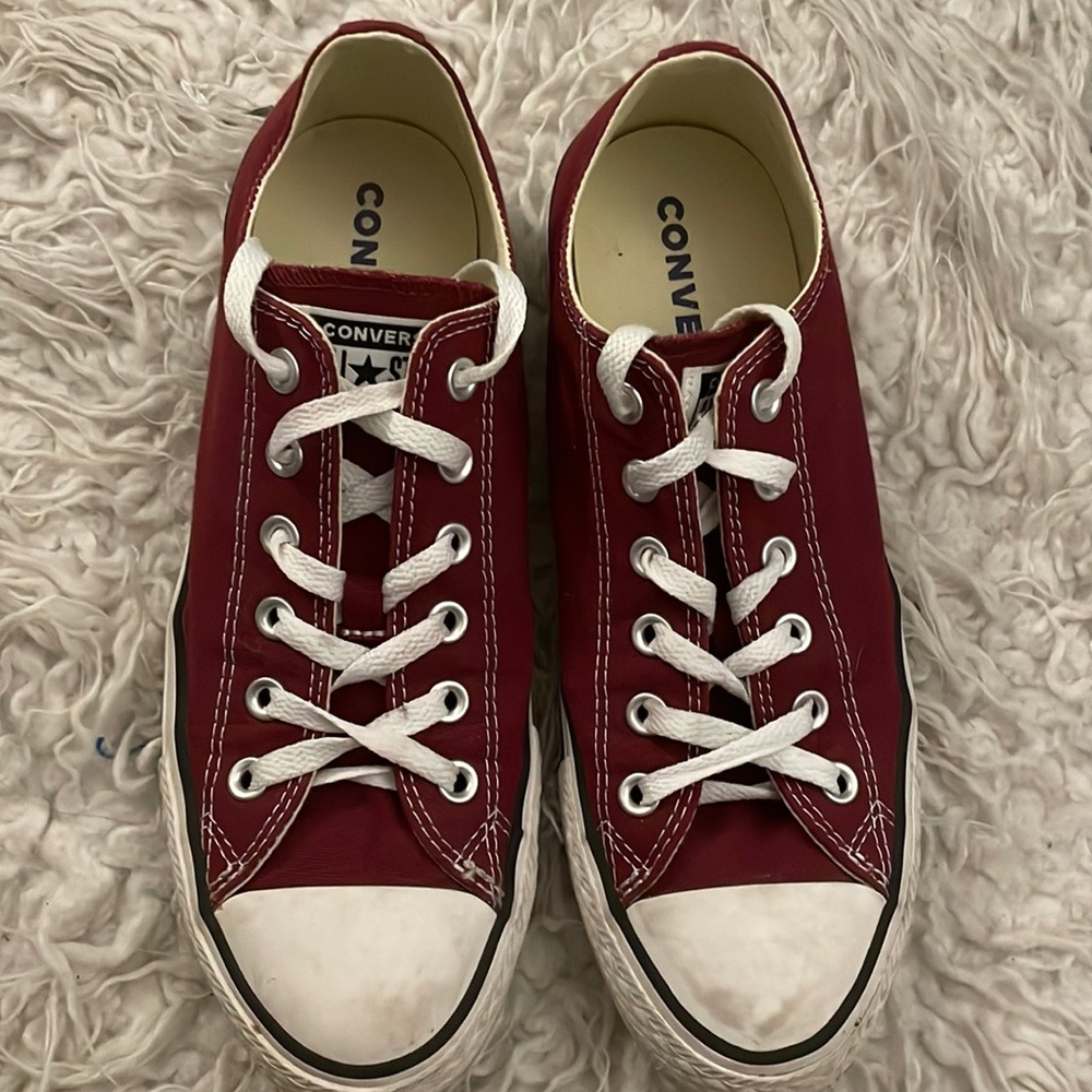 Maroon Low Top Converse Size 10 Womens